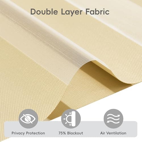 GHV Corded Zebra Blinds for Windows Room Darkening Blinds Dual Layer Privacy for Home and Office (Khaki, 38 in(W) x 72 in(H)) - Thumbnail 3