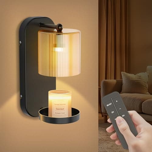 Wall Mounted Candle Warmer Lamp with Remote Control, Timer & Dimmer, Flameless Wax Melt Warmer for Jar Candles, Metal Wall Sconce for Home Fragrance & Decorative Lighting - Image 1