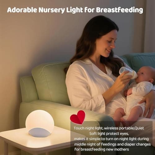 IYT Night Light for Baby,Kids Egg Light Stepless Dimming Touch Night Lamp,7 Colors Dimmable Eye Friendly Silicone Touch Lamp for Breast Feeding,Toddler Kids Bedroom Light,30 Min Hour Timer,BPA Free - Thumbnail 6