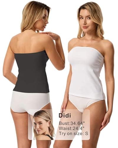RanZZRan Womens Ribbed Shapewear Long Tube Tops Strapless Bandeau Basic Tops Backless Sleeveless Double Lined Y2K Tank - Thumbnail 4