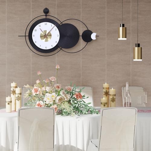 Anmotpe Large Wall Clock Black Modern Wall Clocks Nordic Style Clock Non Ticking Battery Operated Big Wall Clocks for Living Room, Kitchen, Dining Room, Bedroom-36.8X22inch - Thumbnail 5