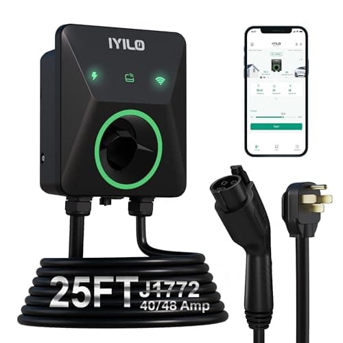 IYILO Level 2 EV Charger, 40-48Amp/11.5KW, J1772 Wall Electric Car Charger with Dual Temp Sensors(Exclusive), Wi-Fi(2.4 GHz), RFID, Smart App-Scheduled Charging, NEMA 14-50P, 240V, ETL & Energy Star - Image 1