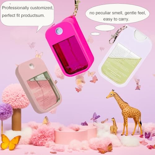 Shontotao Silicone Case for Touchland Power Mist & Glow Mist 1 fl oz Hand Sanitizer, with Keychain, Multicolor (Ice blue+orange-yellow) - Thumbnail 5