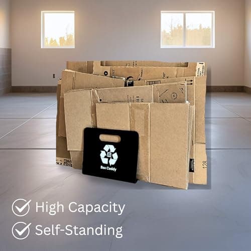 Box Caddy - Cardboard Recycling Organizer. The ultimate solution to store, transport, and recycle your boxes. Eliminates cardboard clutter. (Black/White) - Thumbnail 4