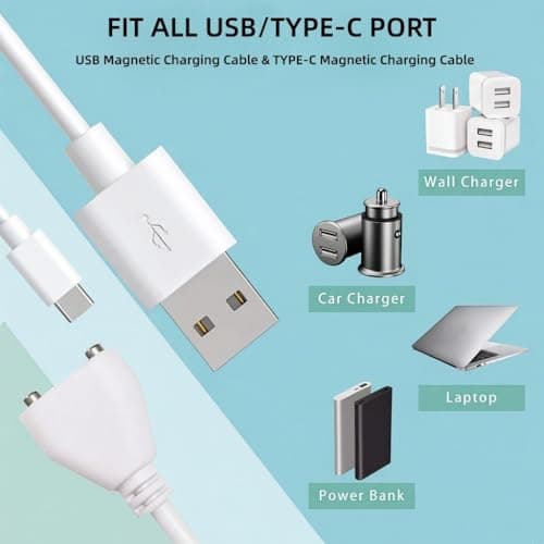Rlissfiose 2Pack 6mm Magnetic Replacement Charger Cable with 2 Dots, 2.65ft(80cm) USB-A & USB-C Charging Port Set to Magnetic Cord for Rose Charger Toys,Massagers, Cleansers Electronics (6MM) - Thumbnail 4