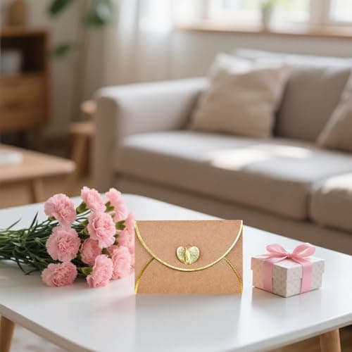 30 Pcs Mini Envelopes With Gold Heart Shaped Clasp, Mini Envelopes With Blank Cards For Wedding Birthday Greeting Cards Graduation（4.13 x 2.76 inch） - Thumbnail 4