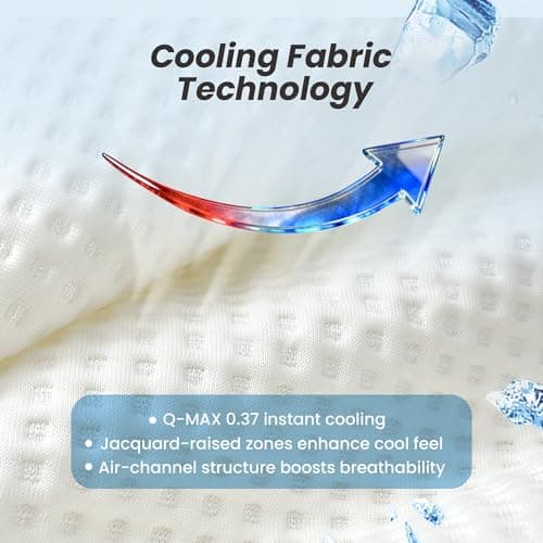 Amélie Home Premium Cooling Waffle Reading Pillow, Qmax>0.37 Ergonomic Backrest Support with Pocket & Handle, Breathable Lounging Pillow for Bed Sofa Floor Summer, 17 Inches, Ivory - Thumbnail 5