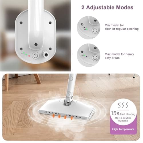 6-in-1 Steam Mop, 1200W Rotated Steam Cleaner for Home, 2 Modes, 400ML Removable Tank, 23FT Power Cord, 2 Pads, Multi-Surface Steamer for Hard Floor, Laminate Floor, Tiles Cleaning (Lunar Halo) - Thumbnail 2