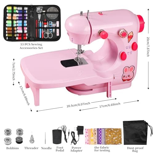 Mini Sewing Machine for Beginners First: Small Easy Sewing Machines Portable Simple for Beginning with Extension Table - Thumbnail 5