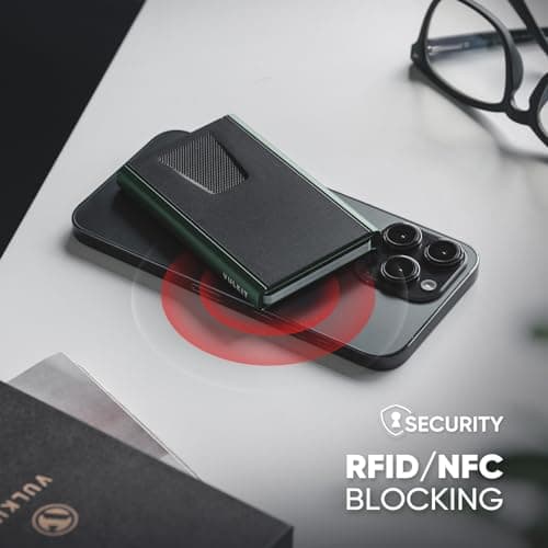 VULKIT Slim Minimalist Card Wallet, Aluminum POP UP Credit Card Holder RFID Blocking, Green - Thumbnail 4