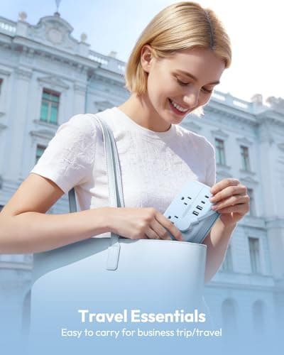 NTONPOWER Travel Power Strip, 6 Outlets 4 USB Ports(2 USB C), 4ft Extension Cord Wrapped Around Small Power Strip, Compact for Travel, Hotel, Cruise Approved, Blue - Thumbnail 5