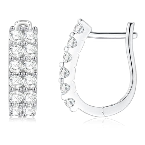 GIRIOIZ high carbon diamond Stud Earrings for Women,Hypoallergenic S925 Sterling Silver Studs D Color Clarity Round Cut Lab Created Diamond Earrings (White2) - Image 1