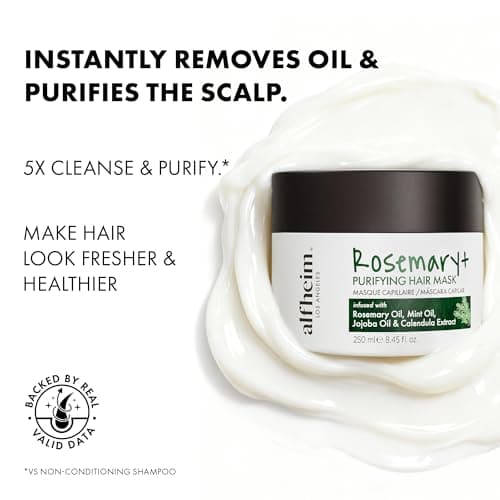 ALFHEIM Rosemary+ Purifying Hair Mask – Deep Hydrating & Balancing Treatment for Oily & Fine Hair with Rosemary, Peppermint & Jojoba Oils – Strengthens, Smooths & Refreshes – Sulfate Free – 8.45 oz - Thumbnail 5