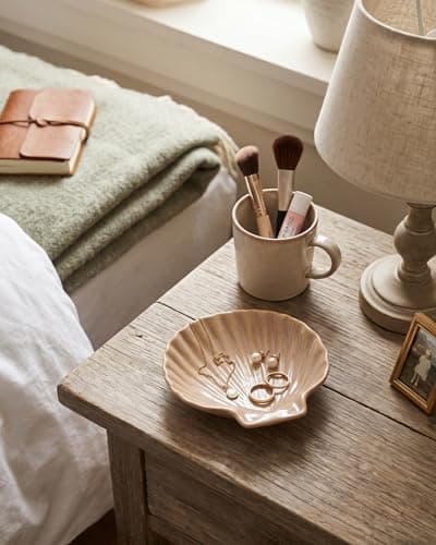 MUMREUES Ceramic Jewelry Tray Small Trinket Dish Shell Ring Holder Dish Decorative Jewelry Plate Bowl Organizing Rings Earrings Necklaces Keys Cute Room Decor Aesthetic Gifts for Mom - Thumbnail 4