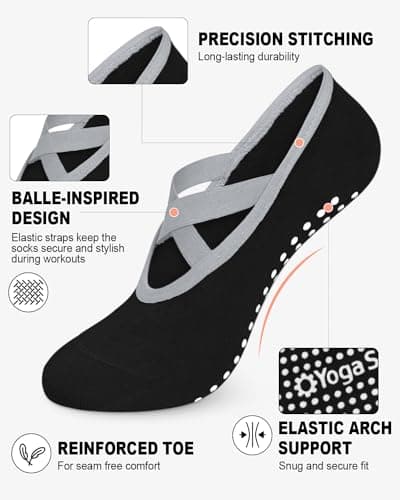 Aoliks Pilates Grip Socks for Women,Non Slip Athletic Socks for Yoga, Barre, Ballet, Barefoot Workout - Thumbnail 3