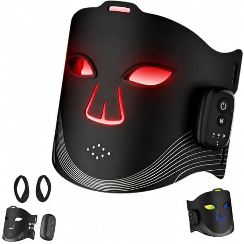 Red Light Therapy Mask for Face, Led Face Mask Light Therapy with 2000mAh Rechargeable Remote, LED Face Mask for Radiant Glow at Home, Black - Image 1