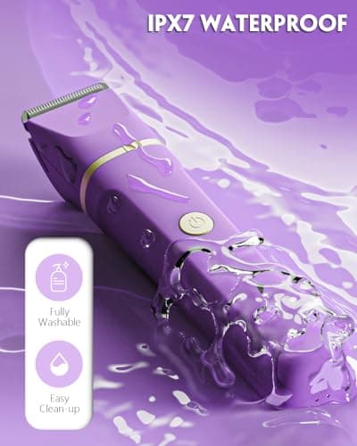 Bikini Trimmer for Women, Tiovara Painless Electric Razors Shaver IPX7 Waterproof Cordless Body Hair Trimmer Pubic Hair Removal with USB Charge Dock for Underarm Leg Arm Body Face Silk Skin (Purple) - Thumbnail 5