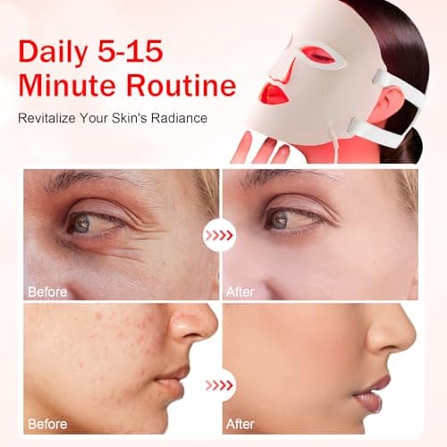 Red Light Therapy Mask, Red Light Therapy for Face, 7 Colors LED Facial Mask for Wrinkle Remove & Anti Aging, Skin Care Home Travel Use,Pink (Upgraded Version) - Thumbnail 5