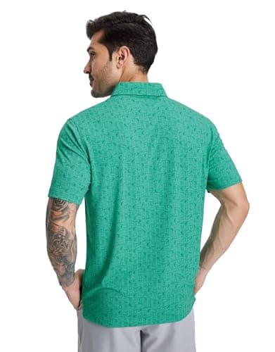 M MAELREG Mens Golf Shirts Short Sleeve Pattern Moisture Wicking Quick Dry Collared Athletic Mens Golf Polo Shirt - Thumbnail 3