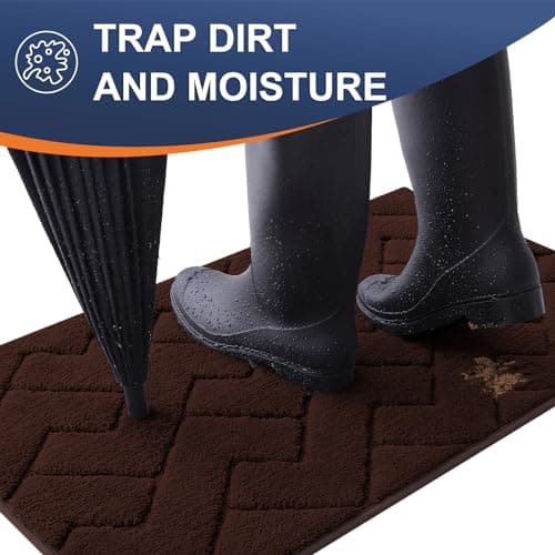 OLANLY Indoor Door Mat, 36x24, Dirt Resistant and Absorbent, Sturdy Non-Slip Rubber Backing, Easy to Clean, Washable Low-Profile Doormat for Entryway, Dark Brown - Thumbnail 4