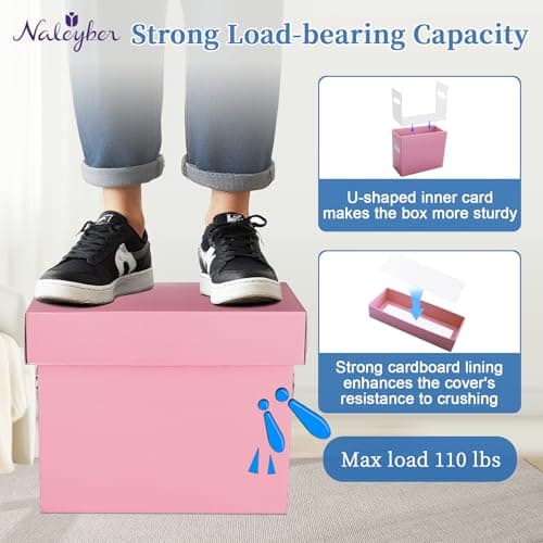Naleyber File Organizer Box with Lid & Handle, Thickened Cardboard Hanging File Folder Storage Boxes for Letter Size, Portable Filing Organizer for Office, Home, Classroom, Pink 2 Pack - Thumbnail 6