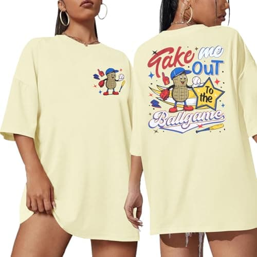 MYHALF Baseball Shirts Women Baseball Mom Shirt Oversized Ballgame Graphic Tshirt Sport Clothes Apricot - Image 1