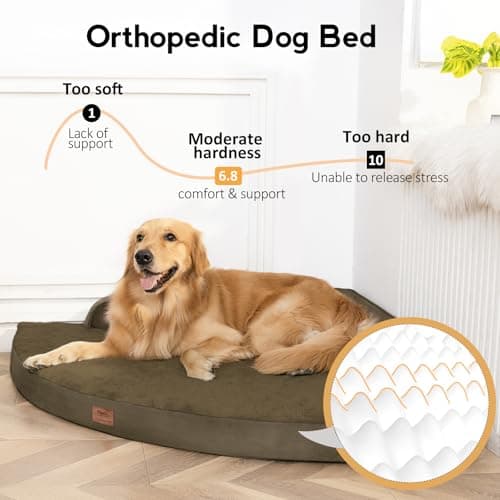 MEKIY Large Orthopedic Dog Bed with Sides Big Dog Beds with Removable Washable Cover Non-Slip Waterproof Pet Bed for Medium Large Dogs - Light Coffee L - Thumbnail 2