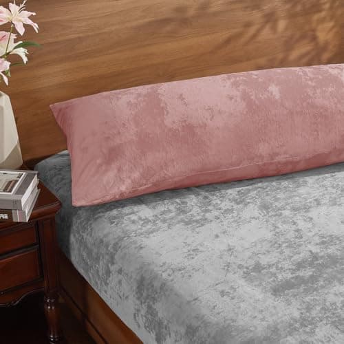 BEDELITE Velvet Body Pillow Cover with Zipper, Soft and Plush 20x54 Long Pillow Case, Velvety Smooth and Cozy Body Pillow Pillowcase for Bedroom and Couch, for All Seasons(Dusty Pink) - Thumbnail 5