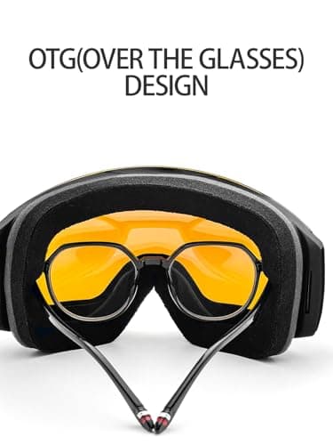 YondestStars Flip Up Ski Goggles, OTG Snow Goggles, Clamshell Anti Fog UV Protection Interchangeable Lens, Snowboard Goggles for Adult Men Women Youth - Orange Lens(VLT 58%) - Thumbnail 6