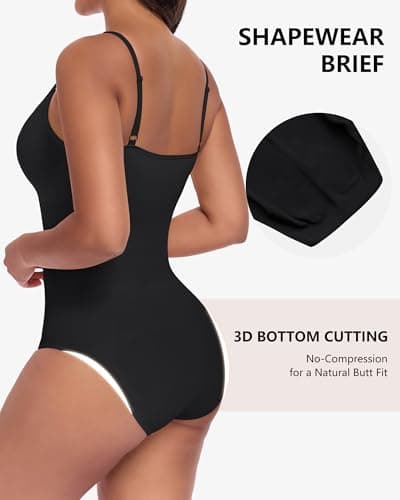 POSESHE Women's Seamless Shapewear V-Neck Bodysuit Tummy Control Body Shaper Waist Snatching Bodysuit - Thumbnail 3