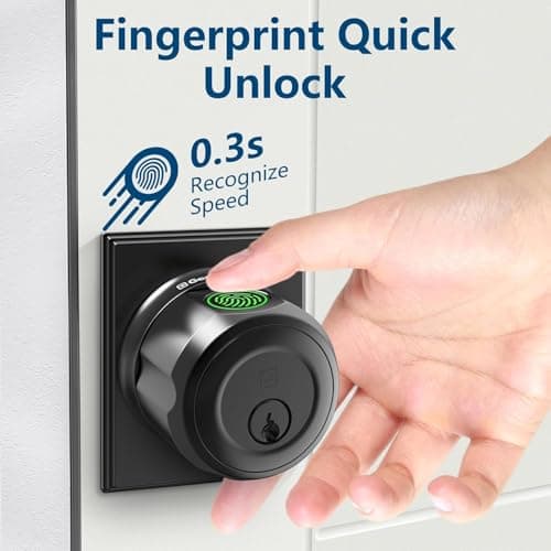 GeekTale Fingerprint Deadbolt, Fingerprint Door Knob, Smart Deadbolt Lock, Smart Door Lock, Twist to Lock&Unlock, Keyless Entry Door Lock with App, for Front Door, Garage, Easy Installation - Thumbnail 4