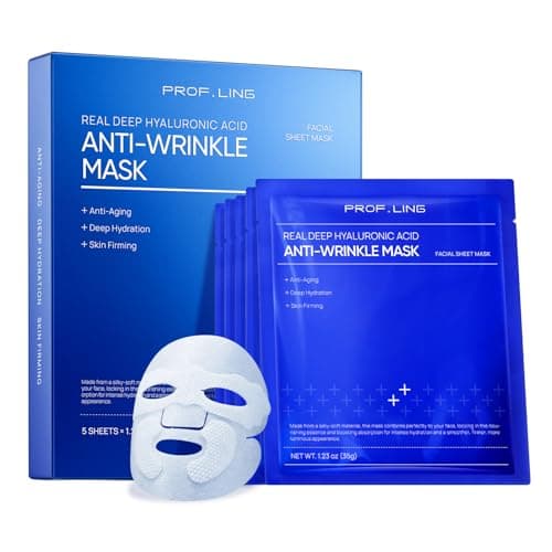 PROF.LING Real Deep Hyaluronic Acid Face Mask, Deep Hydrating & Firming Sheet Mask for Fine Lines, Plumping Moisture Care for Dry, Dehydrated Skin,Korean Skincare, 28g x 5 ea - Image 1