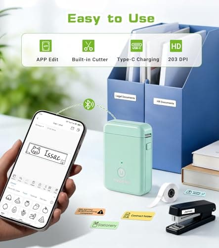 ORGBRO Label Maker Machine with Tape, X1 Portable Bluetooth Mini Label Printer, Support Pre-Cut & Continuous Label, Wireless Small Label Makers with Versatile App for School Home Office Organization - Thumbnail 3