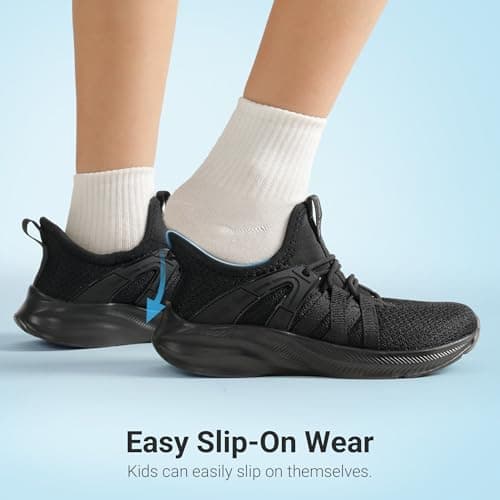 DREAM PAIRS Boys Girls Slip on Sneakers Kids Tennis Athletic Running Walking Breathable Lightweight School Gym Shoes,Size 4 Big Kid,All Black,SKRS26007K - Thumbnail 2