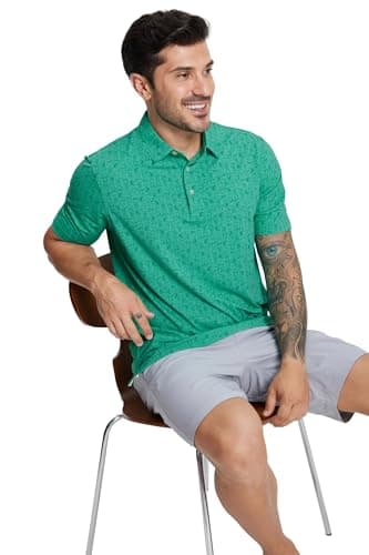 M MAELREG Mens Golf Shirts Short Sleeve Pattern Moisture Wicking Quick Dry Collared Athletic Mens Golf Polo Shirt - Thumbnail 5