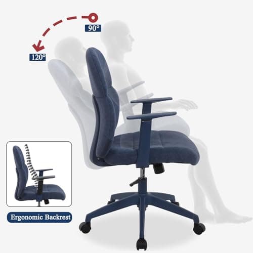 LuxErgo Fabric Home Office Desk Chairs Comfy Rolling Desk Chair with Armrest, Swivel Computer Chair with Wheels, Adjustable Backward Tilt Chairs for Children/Student/Kids, Misty Blue - Thumbnail 5