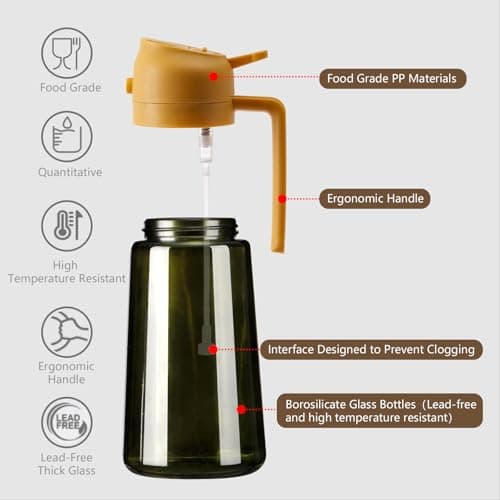SWEET VIEW Olive Oil Dispenser and Oil Sprayer – 16oz/470ml Glass Light-Proof Oil Pourer for Kitchen, Air Fryer, Cooking, Salad, and BBQ - Thumbnail 5