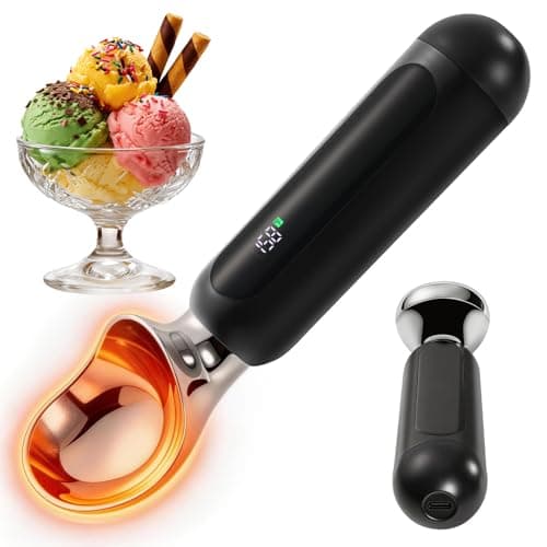 Gllerstay Heated Ice Cream Scoop – LED Display & Adjustable Temperatures, USB Rechargeable, IP67 Waterproof – Effortless Electric Ice Cream Scooper for Hard Ice Cream, Ice Cream Maker Accessory