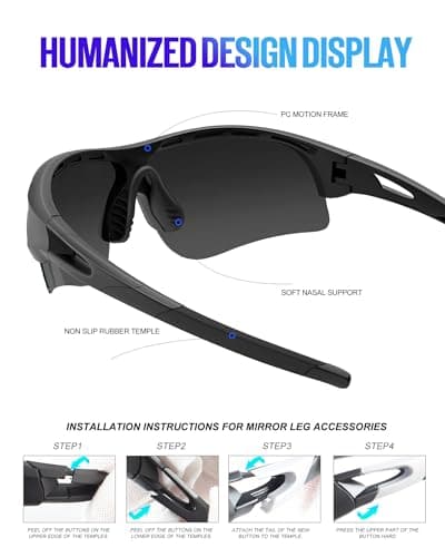 KALIYADI Sports Sunglasses Polarized Sunglasses-Men: Mens Sun Glasses with UV400 for Golf Running Fishing - Thumbnail 3