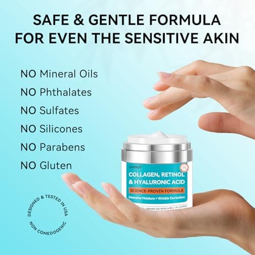 XIANUI Retinol Face Cream with Collagen & Hyaluronic Acid - Anti Aging & Firming Face Moisturizer for Women & Men - Wrinkle Reduction Night & Day Cream, 1.7 Fl Oz - Thumbnail 6
