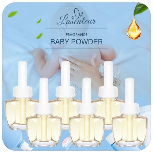 Plug In Air Freshener Refills for Home, Baby Powder Summer Scent for Bathroom & Office, 6 Count Plug Refill, Compatible with Air Wick & Glade, Not Include Glade Plus
