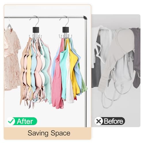 2 Pack Tank Top Hanger, Bra Hangers for Closet Organizer Max 36 Storage Capacity, Space Saving 360°Rotatable Metal Bra Organizer, Closet Organizers and Storage for Tank Top, Bras, Scarf, Purse etc. - Thumbnail 3