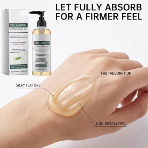 Collagen Lifting Body Oil | Collagen Oil for Skin & Body | Deep Hydration & Anti-Aging | After Shower & Daily Care | Silky Texture, Lightweight & Non-Greasy | Neck, Arms, Legs, Belly Care | 3.38 Fl Oz - Thumbnail 3