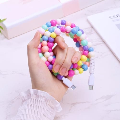 ComfyBay 3.3FT USB C to USB C Charging Cable, 60W Acrylic Beaded Charger Cord, Compatible with Samsung Galaxy, iPhone 16/15, iPad, and More - Thumbnail 3