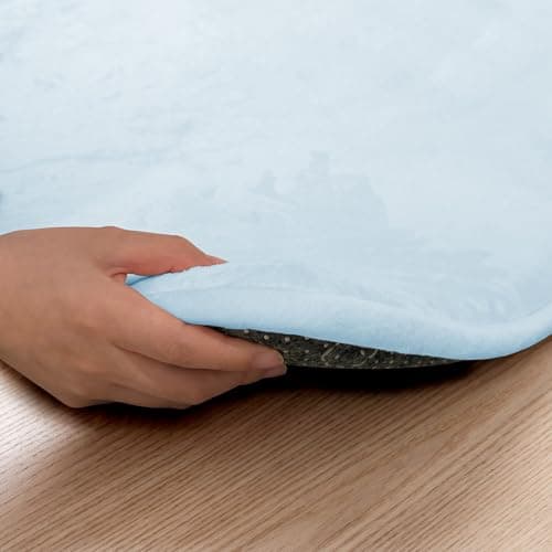 PAPAMAT 1.5" Thick Baby Play Mat for Floor, 50x50 Playpen Mat, Pro Soft Flannel Foam Mats Toddler Infant Kids Crawling for Nursery Rug Playroom Living Room Waterproof Easy Care Non-Slip (Baby Blue) - Thumbnail 5