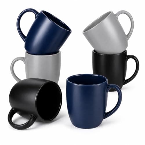 GBhome 16oz Coffee Mugs Set of 6, Large Ceramic Coffee Mugs for Man, Woman, Dad, Mom, Modern Coffee Mugs Set with handle for Tea/Latte/Cappuccino/Milk/Cocoa. Dishwasher&Microwave Safe,Multi-Color