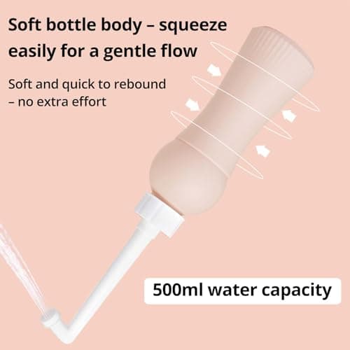 Portable Peri Bottle Postpartum Bidet for Personal Hygiene, 500ml (17.6oz) Large Capacity, Retractable Hose for Outdoor Travel & Toilet Use, Perineal Cleansing Recovery Care for Women - Thumbnail 5