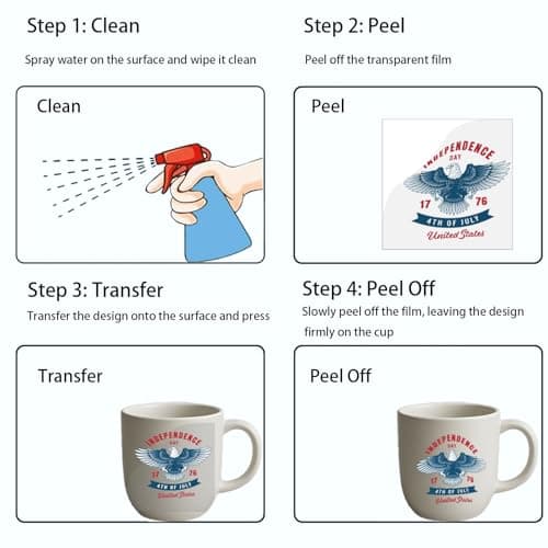 36 Pcs 4th of July Rub-On Transfer Stickers for Crafts, Patriotic Waterproof Vinyl Decals for Cups, Mugs, Jars & Independence Day Decorations - Thumbnail 6