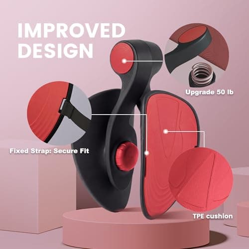 50LB Fixed-Resistance Inner Thigh Exerciser, Balanced Center-of-Gravity Hip & Leg Trainer for Women & Men, Easy-to-Use Lower Body & Pelvic Floor Workout Equipment for Home Gym (Black - Large) - Thumbnail 2