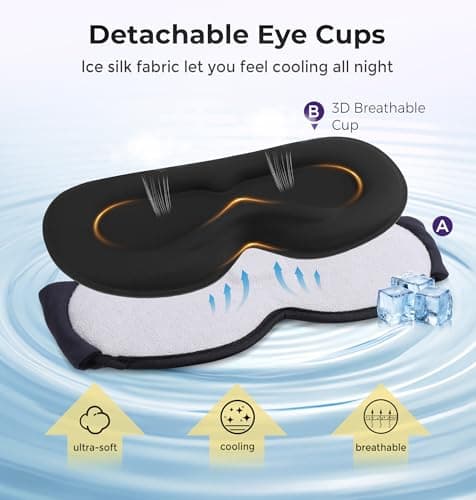 Sleep Mask Headphones with Bluetooth 5.4, LC-dolida Wireless Music Eye Mask for Sleeping Headphones Detachable 3D Eye Cups Cooling Breathable Bluetooth Eye Mask for Side Sleepers - Thumbnail 3